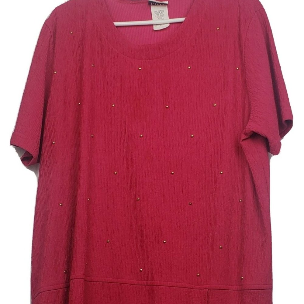 VTG Liebe Pink Women's Blouse SZ:3X Metal Buttons